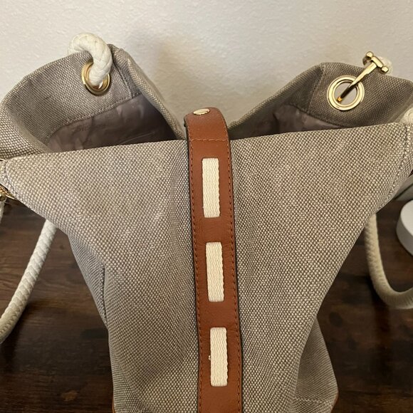 Michael Kors Canvas Leather Gold Hardware Nautical Inspired Handbag Satchel - Picture 8 of 14